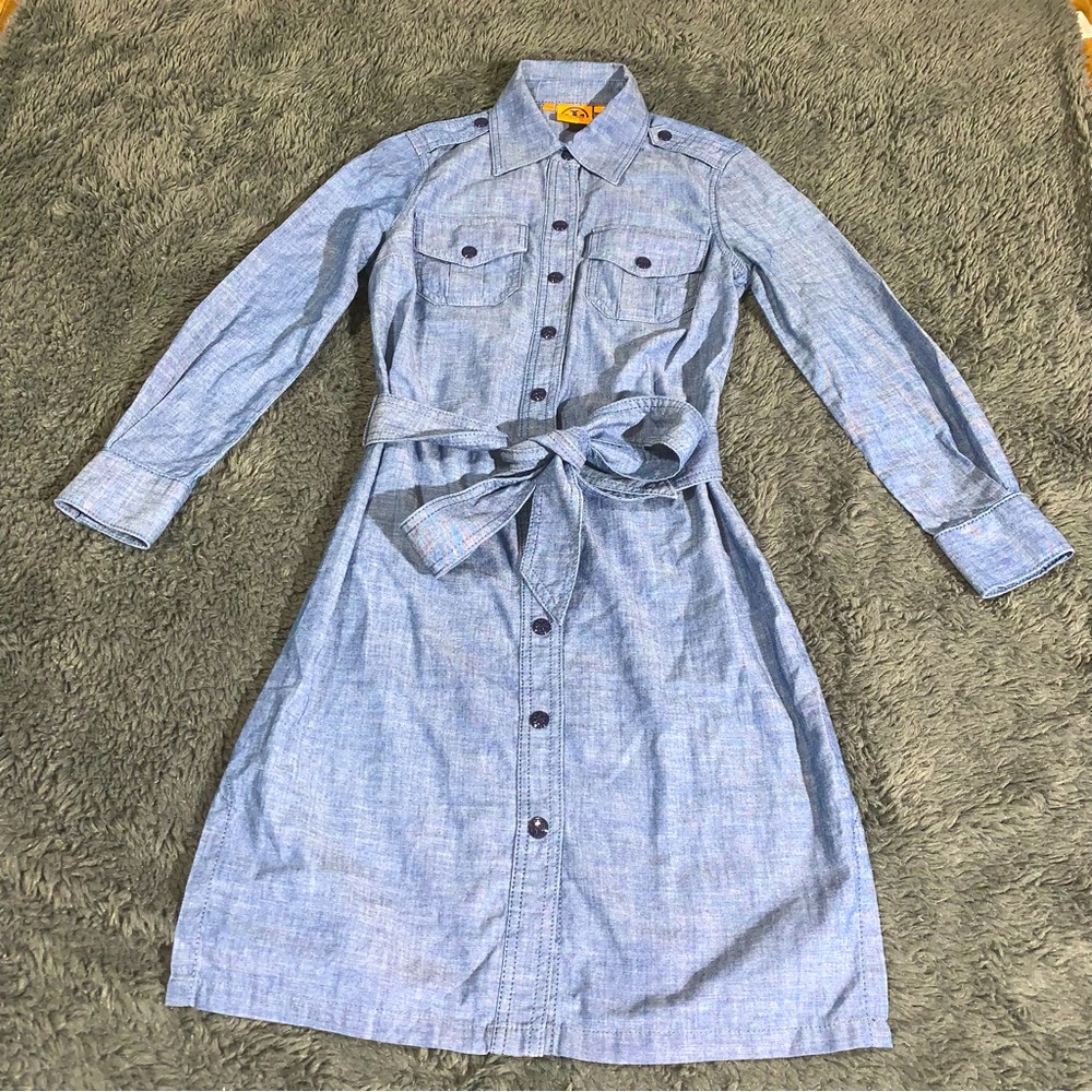 TORY BURCH Light Blue Denim Chambray Button Front Dress Size 0